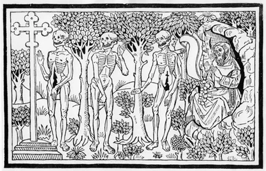 Ilustración de la Danza Macabra, publicada en París, 1485